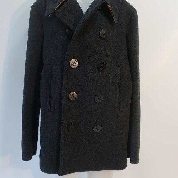 Mens Burberry Claythorpe Double-Breasted Peacoat Charcoal Gray Coat 54 US/44R - Picture 4 of 16